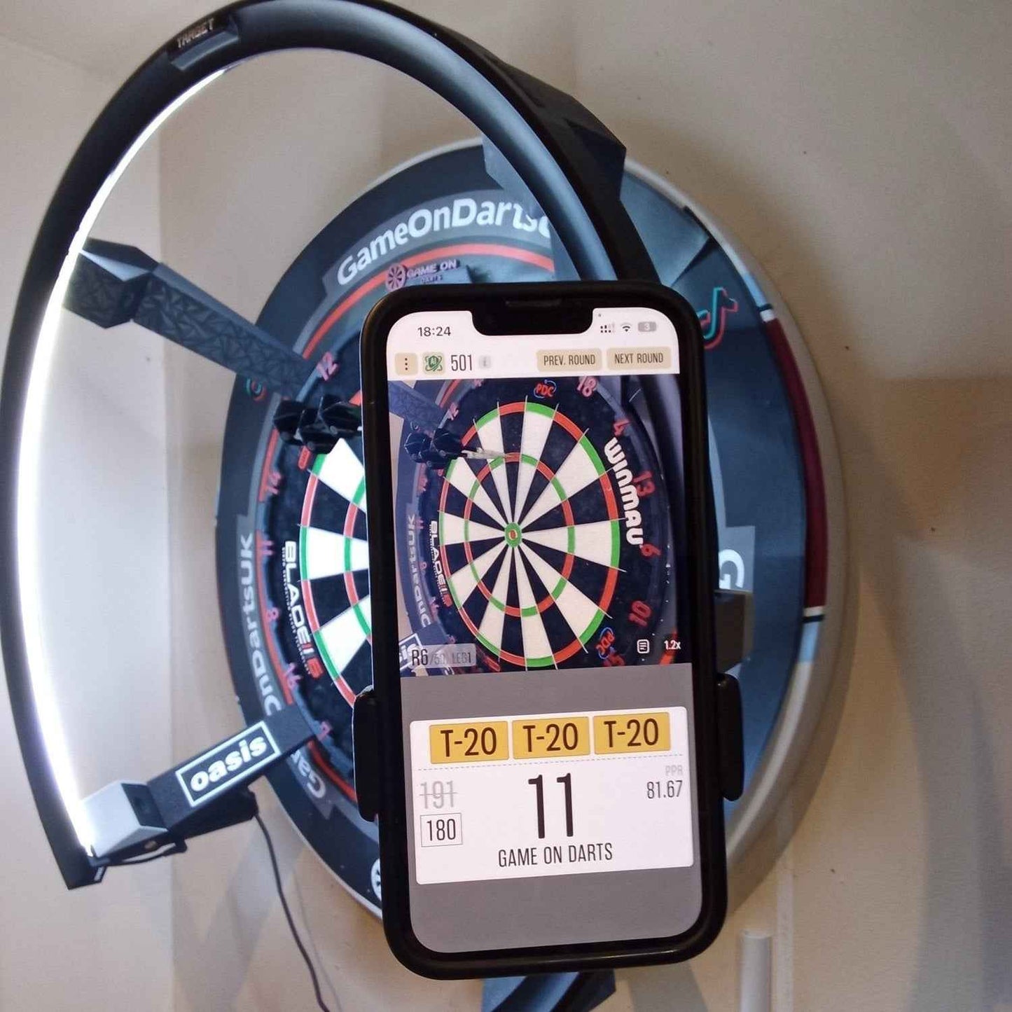 THE NEW AND IMPROVED GAME ON DARTS PHONE MOUNT