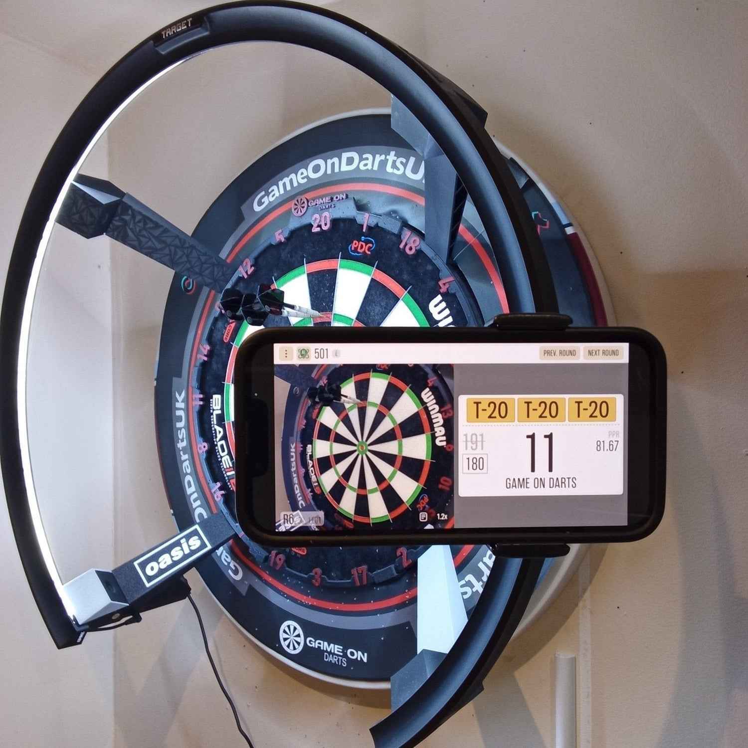 THE NEW AND IMPROVED GAME ON DARTS PHONE MOUNT