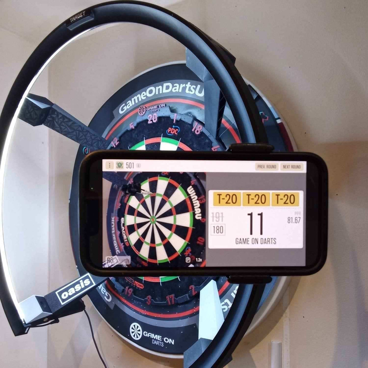 THE NEW AND IMPROVED GAME ON DARTS PHONE MOUNT