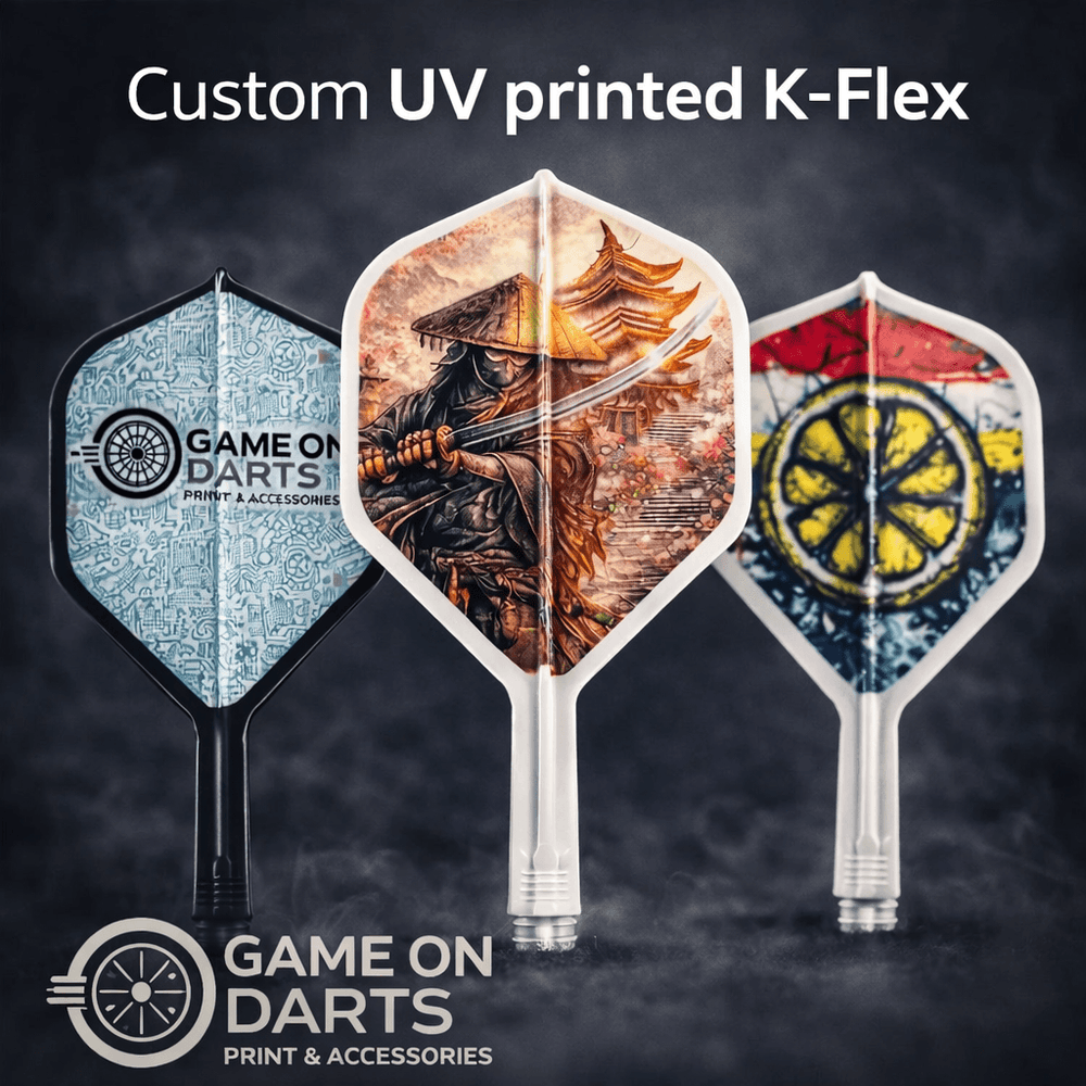 CUSTOM UV PRINTED K-FLEX – NO STICKERS, NO PEELING - Game on Darts